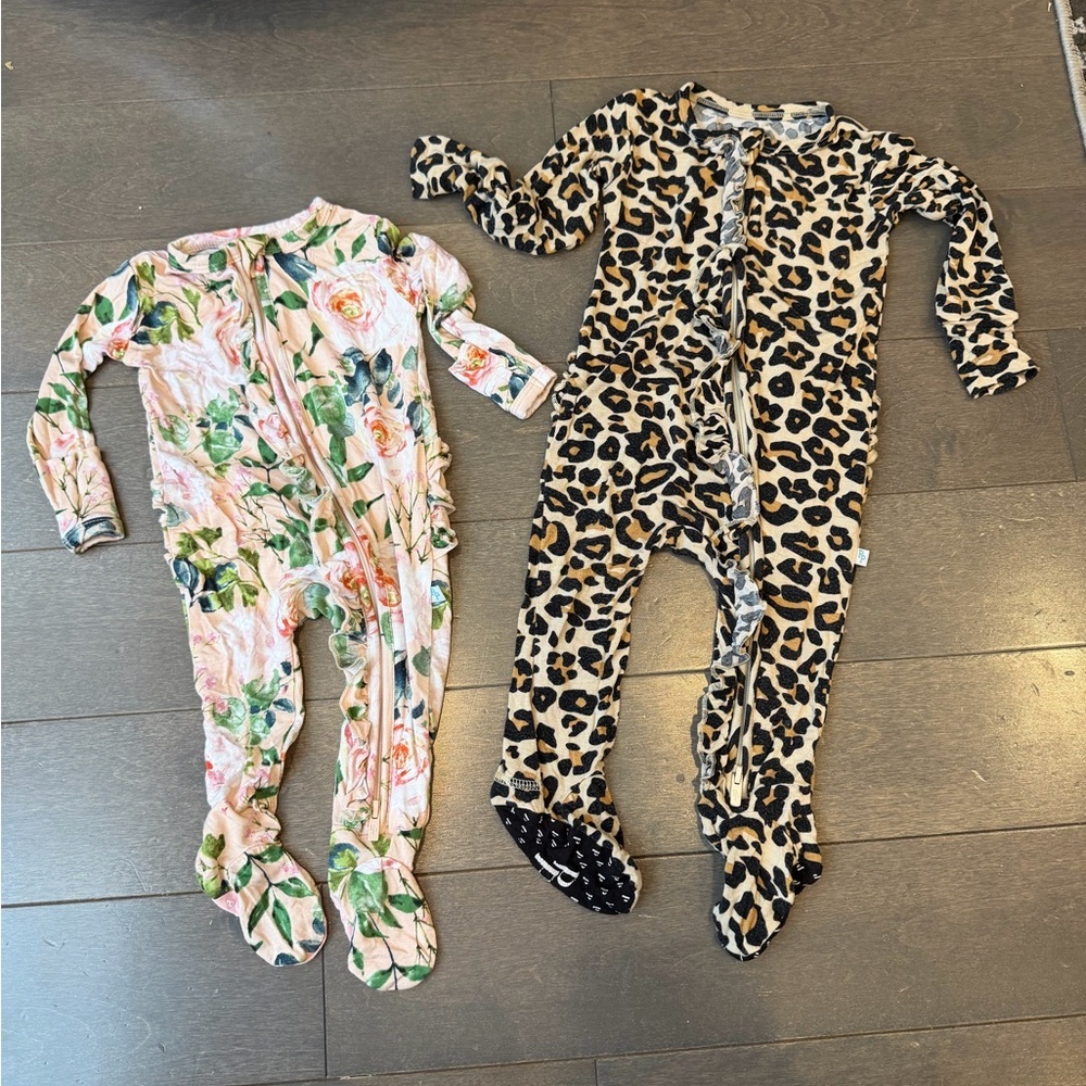 BUNDLE- Posh Peanut Leopard & Floral Print Kids Onesies
